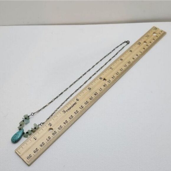 Vintage Sterling Silver 925 Necklace with Turquoise Pendant and Beads Chain - Picture 9 of 9